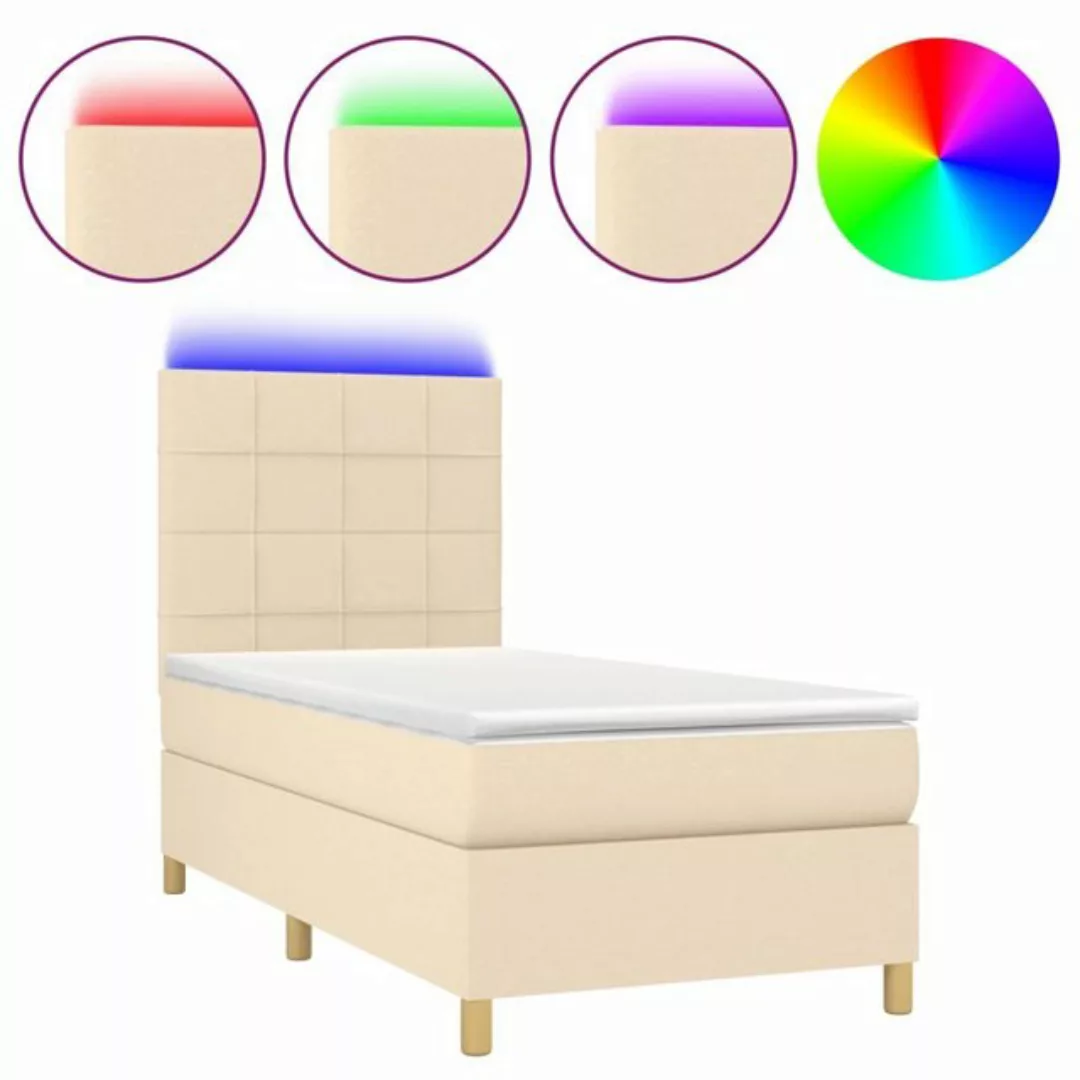 vidaXL Boxspringbett Boxspringbett mit Matratze LED Creme 100x200 cm Stoff günstig online kaufen