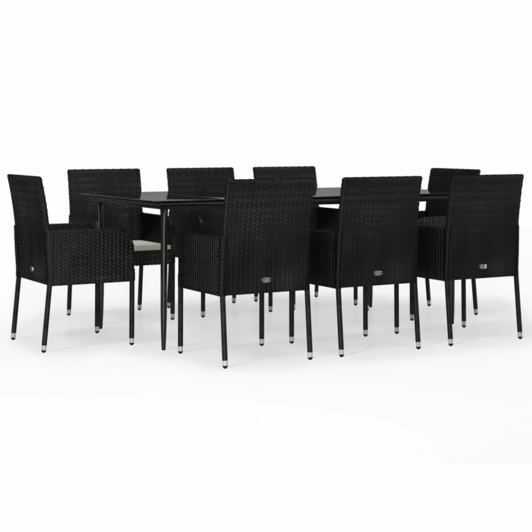 Vidaxl 9-tlg. Garten-lounge-set Mit Kissen Schwarz Poly Rattan günstig online kaufen