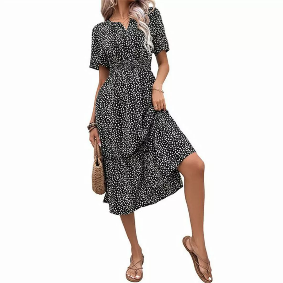 AFAZ New Trading UG Sommerkleid Sommerkleid Damen Knielang Kurzarm Blusenkl günstig online kaufen
