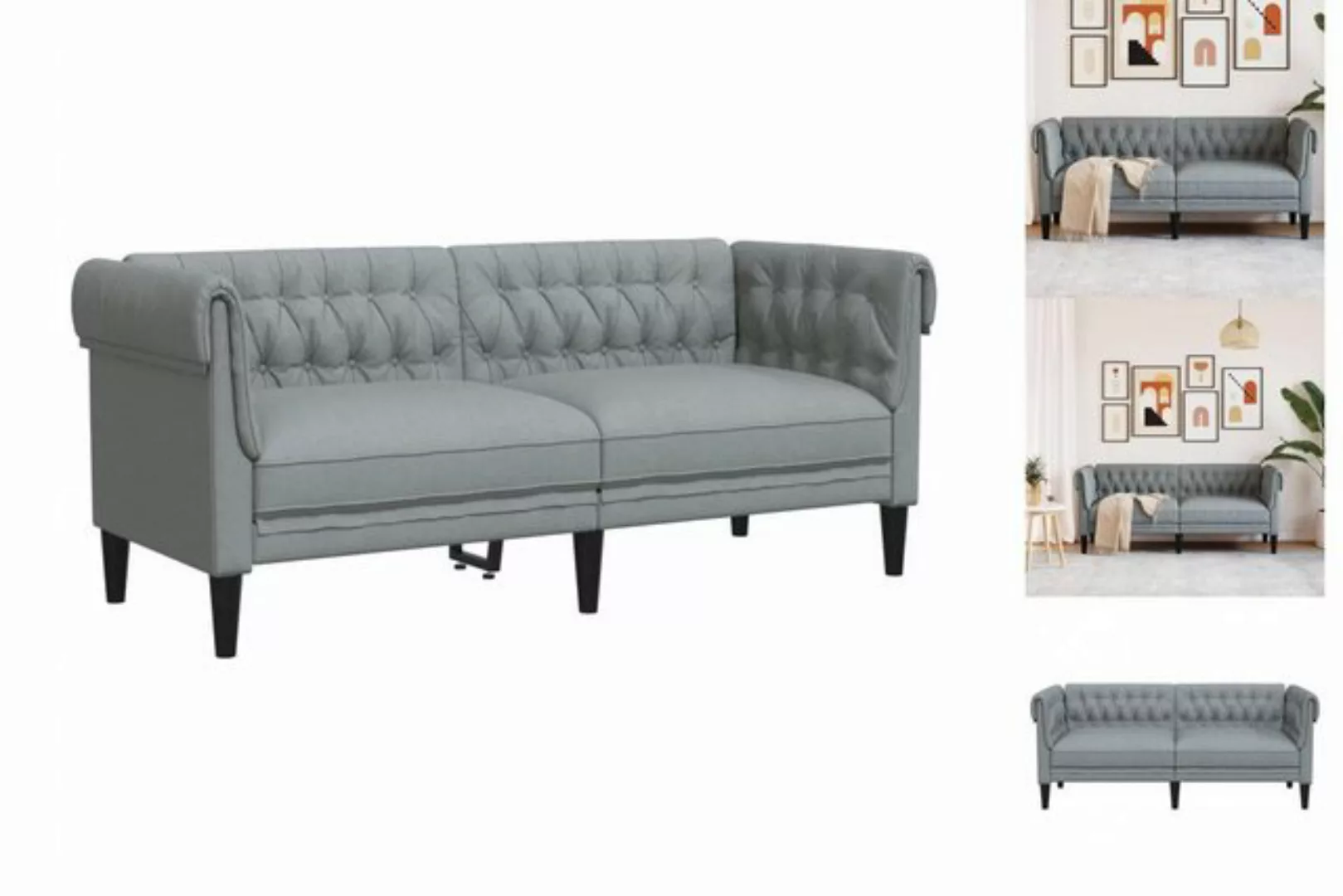 vidaXL Sofa Chesterfield-Sofa 2-Sitzer Hellgrau Stoff günstig online kaufen