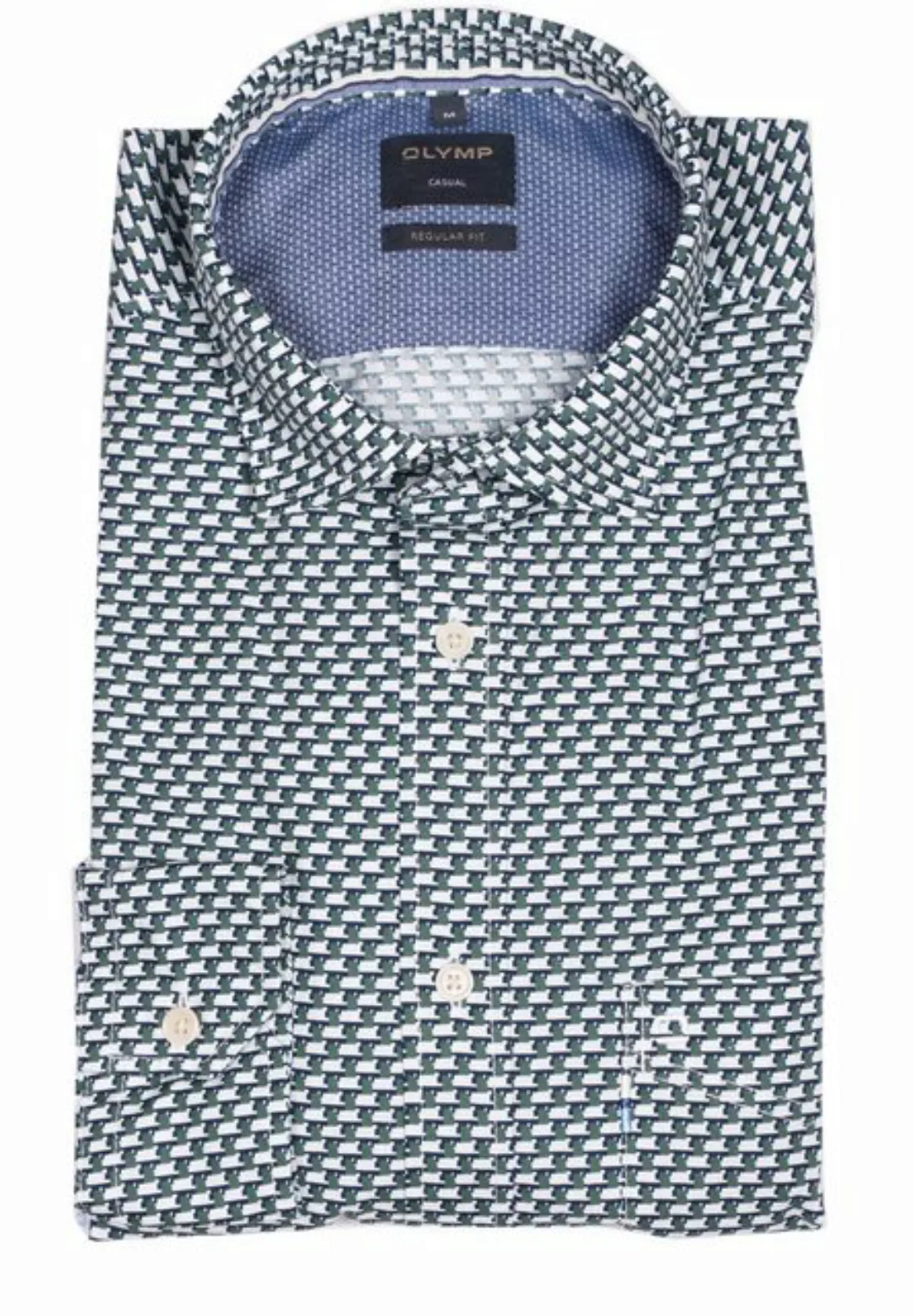 OLYMP Langarmhemd Olymp Hemd Casual modern fit - grün L (1-tlg) günstig online kaufen
