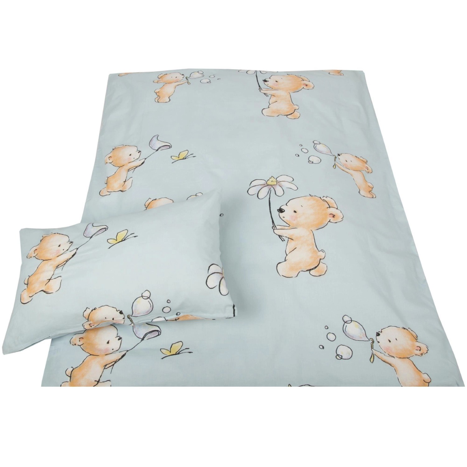 Bestlivings Kinder Bettwäsche 100 x 135 cm & 40 x 60 cm - Bärchen Blau günstig online kaufen