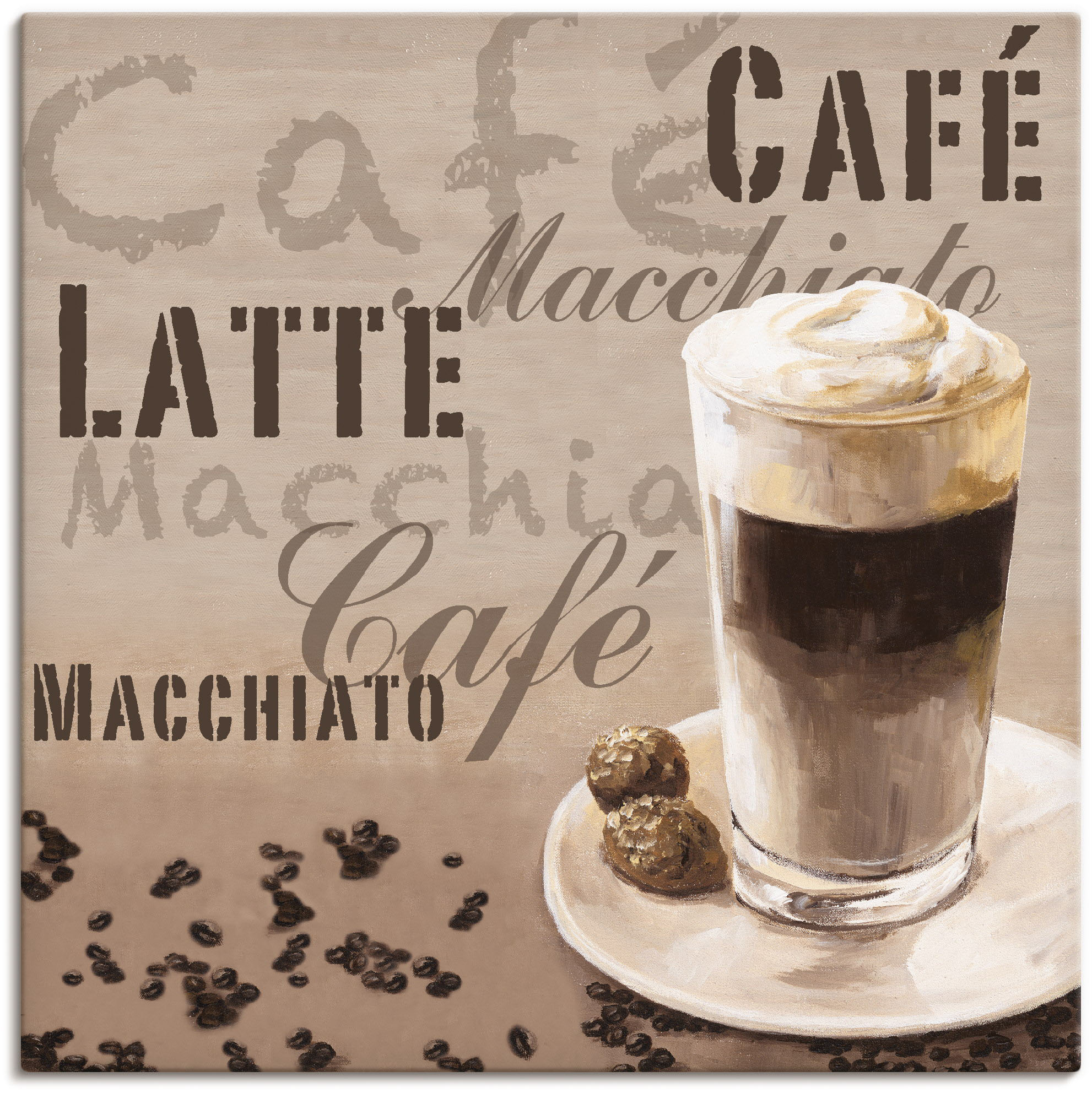 Artland Wandbild »Kaffee - Latte Macchiato«, Getränke, (1 St.), als Leinwan günstig online kaufen