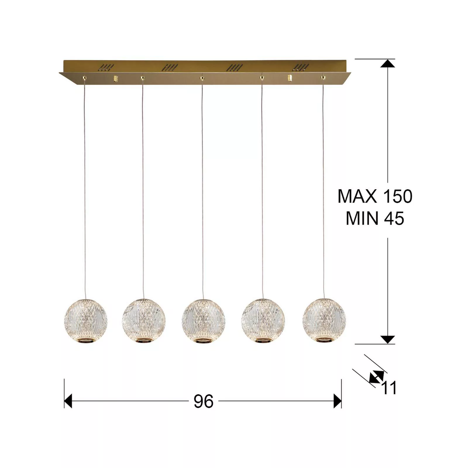 LED-Hängeleuchte Austral gold/klar 5-flammig lang günstig online kaufen