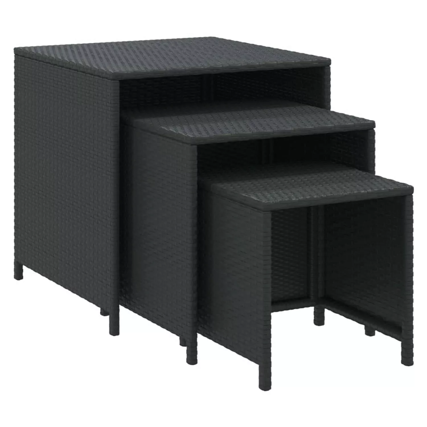 vidaXL Satztische 3 Stk. Schwarz Poly Rattan günstig online kaufen