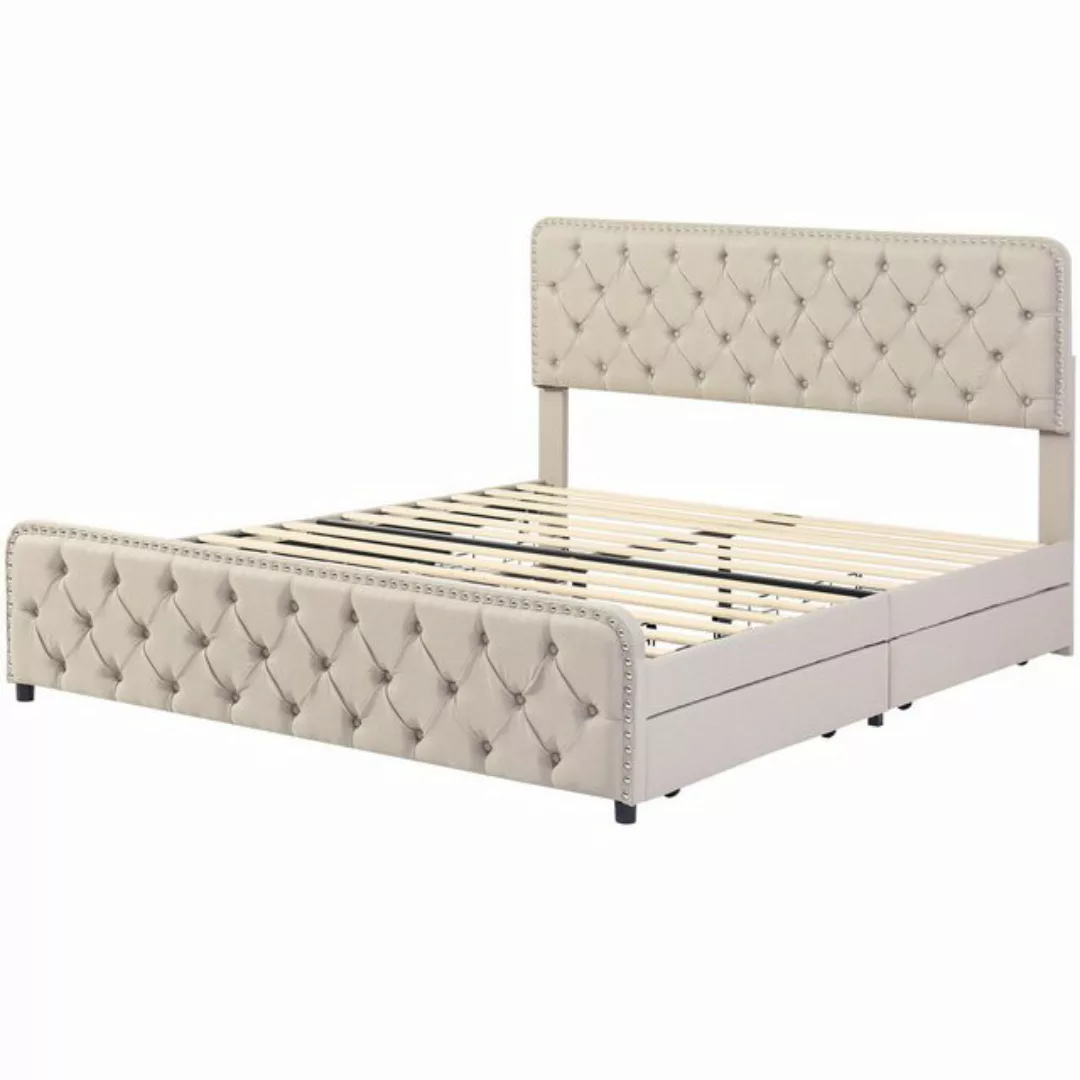 BlingBin Polsterbett Doppelbett Stauraumbett Jugendbett, Leinen (1er Set, 1 günstig online kaufen