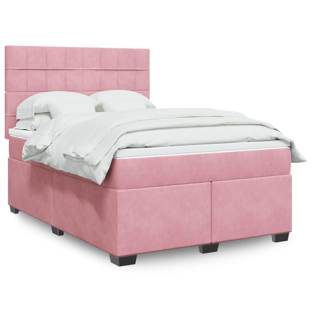 vidaXL Boxspringbett mit Matratze Rosa 160x200 cm Samt2099677 günstig online kaufen