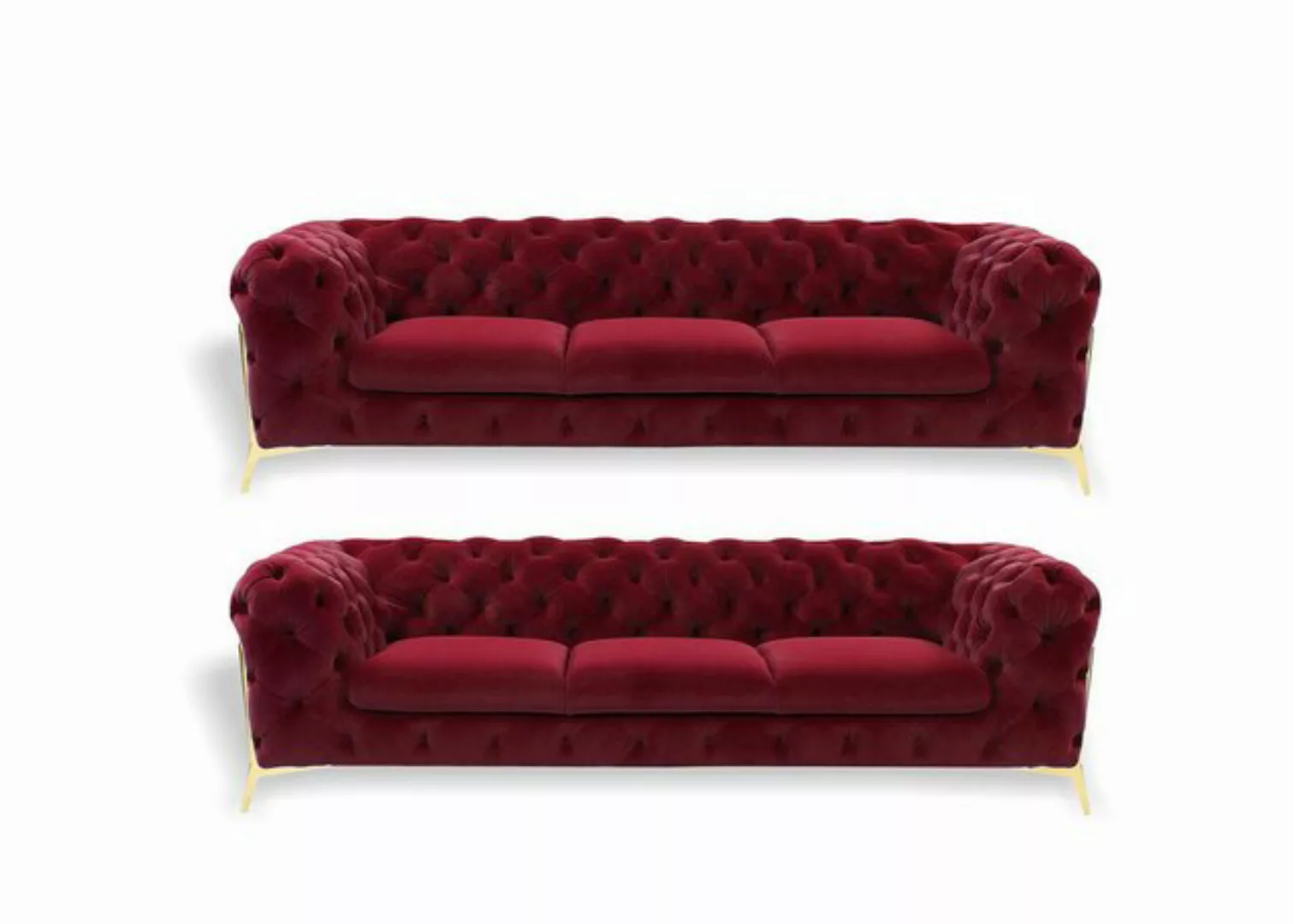 Xlmoebel Sofa Samt Chesterfield Sofa mit 3+3 Sitzpolstern - elegantes Desig günstig online kaufen