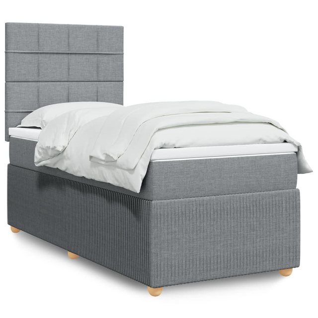 vidaXL Boxspringbett, Boxspringbett mit Matratze Hellgrau 90x190 cm Stoff günstig online kaufen