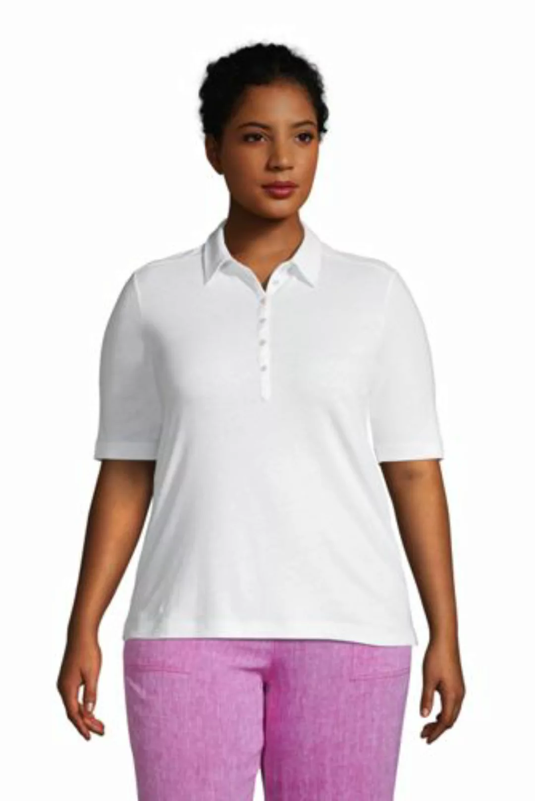 Poloshirt aus Leinenmix in großen Größen, Damen, Größe: 48-50 Plusgrößen, W günstig online kaufen