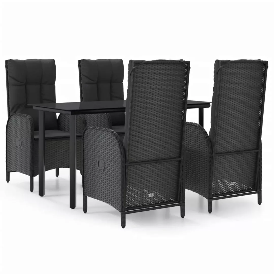 Vidaxl 5-tlg. Garten-lounge-set Mit Kissen Schwarz Poly Rattan günstig online kaufen