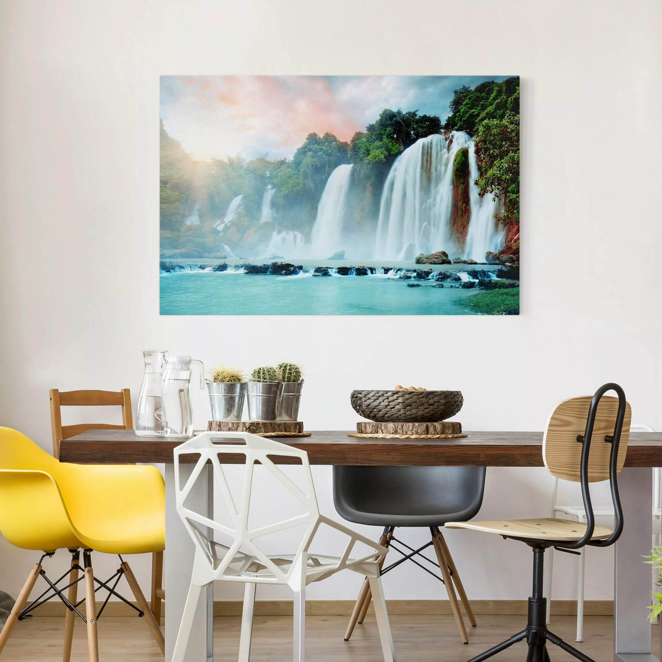 Leinwandbild Wasserfall - Querformat Wasserfallpanorama günstig online kaufen