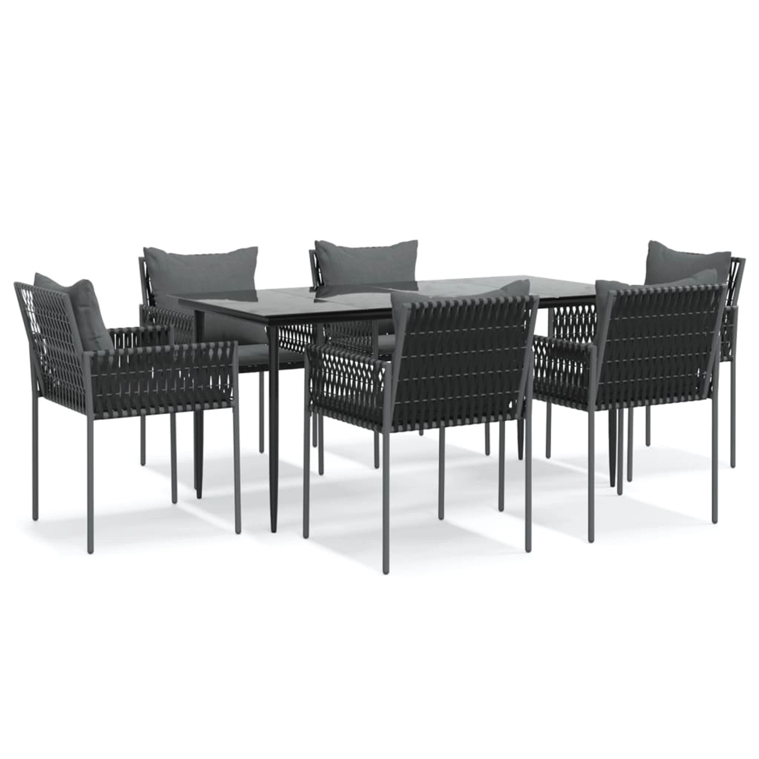 vidaXL 7-Tlg Garten-Essgruppe mit Kissen Poly Rattan und Stahl 3187060 günstig online kaufen