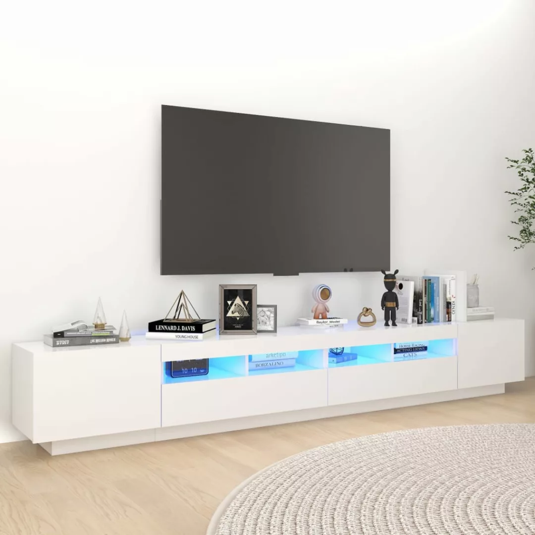 vidaXL TV-Schrank TV-Schrank mit LED-Leuchten Weiß 260x35x40 cm Lowboard günstig online kaufen