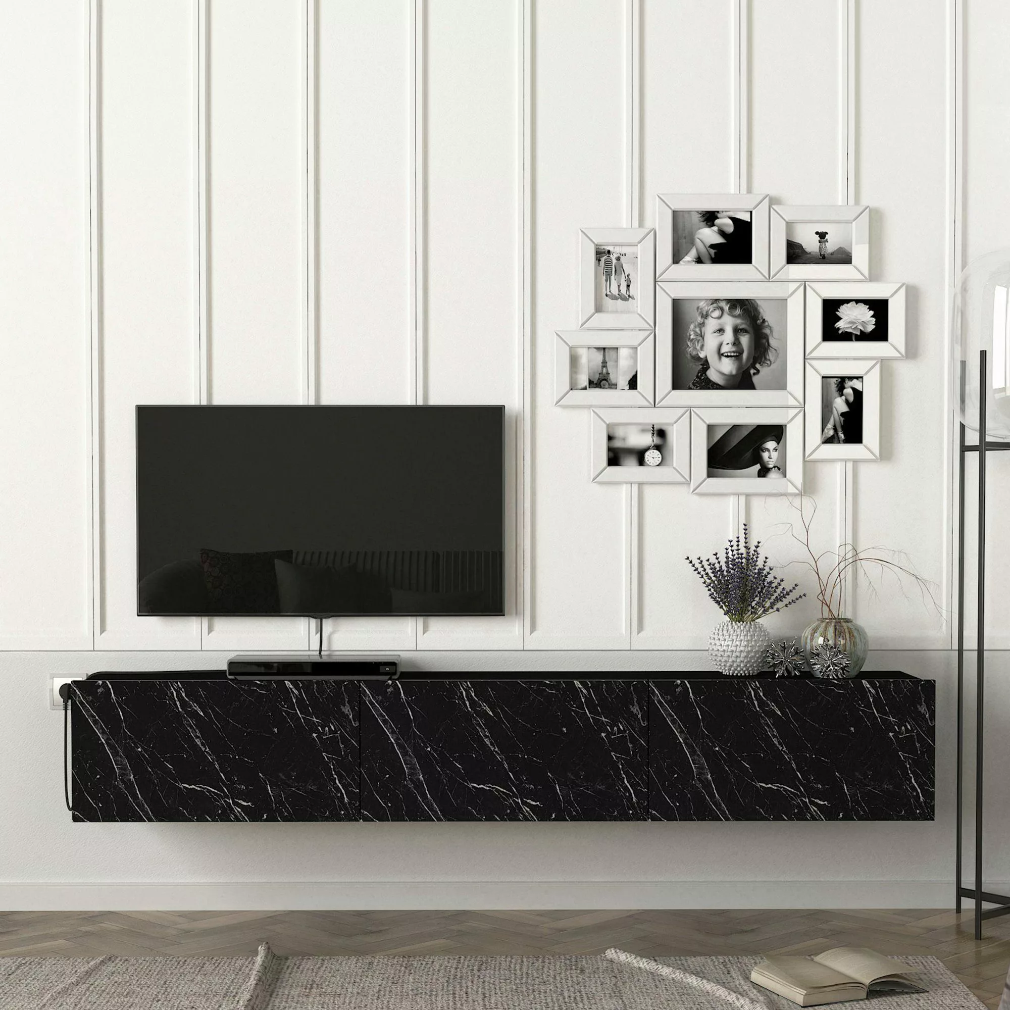 en.casa TV-Schrank »Vihti« Fernsehschrank 180x31x29,5cm Marmoroptik günstig online kaufen