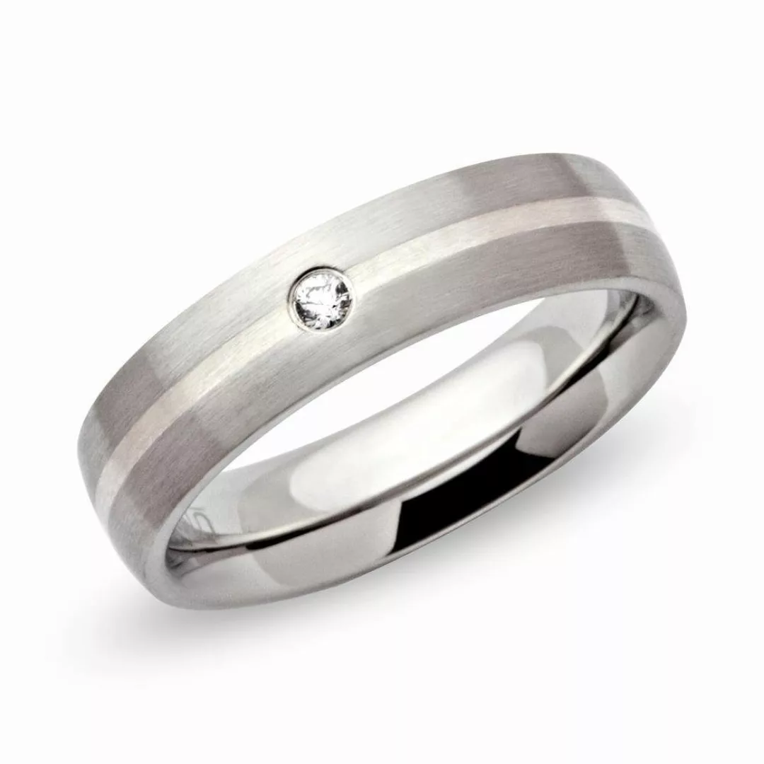 Unique Fingerring Edelstahlring matt mit Silbereinlage, günstig online kaufen