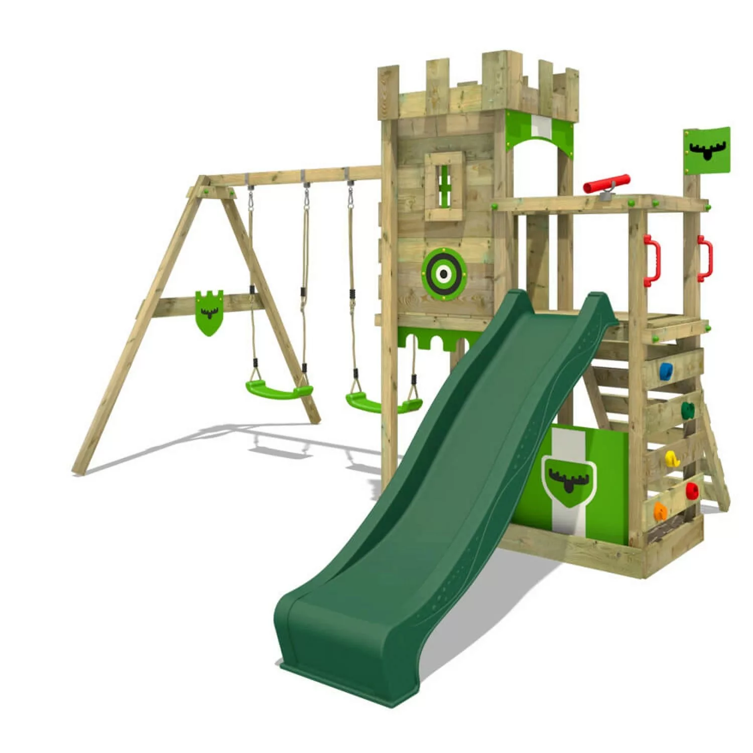 Fatmoose Spielturm BoldBaron mit Rutsche Grün günstig online kaufen