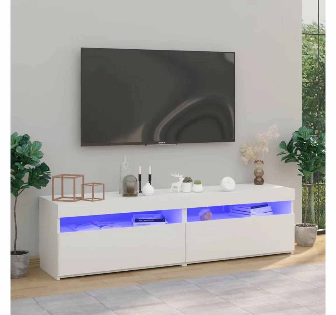 vidaXL TV-Schrank TV-Schränke 2 Stk mit LED Leuchten Hochglanz-Weiß 75x35x4 günstig online kaufen