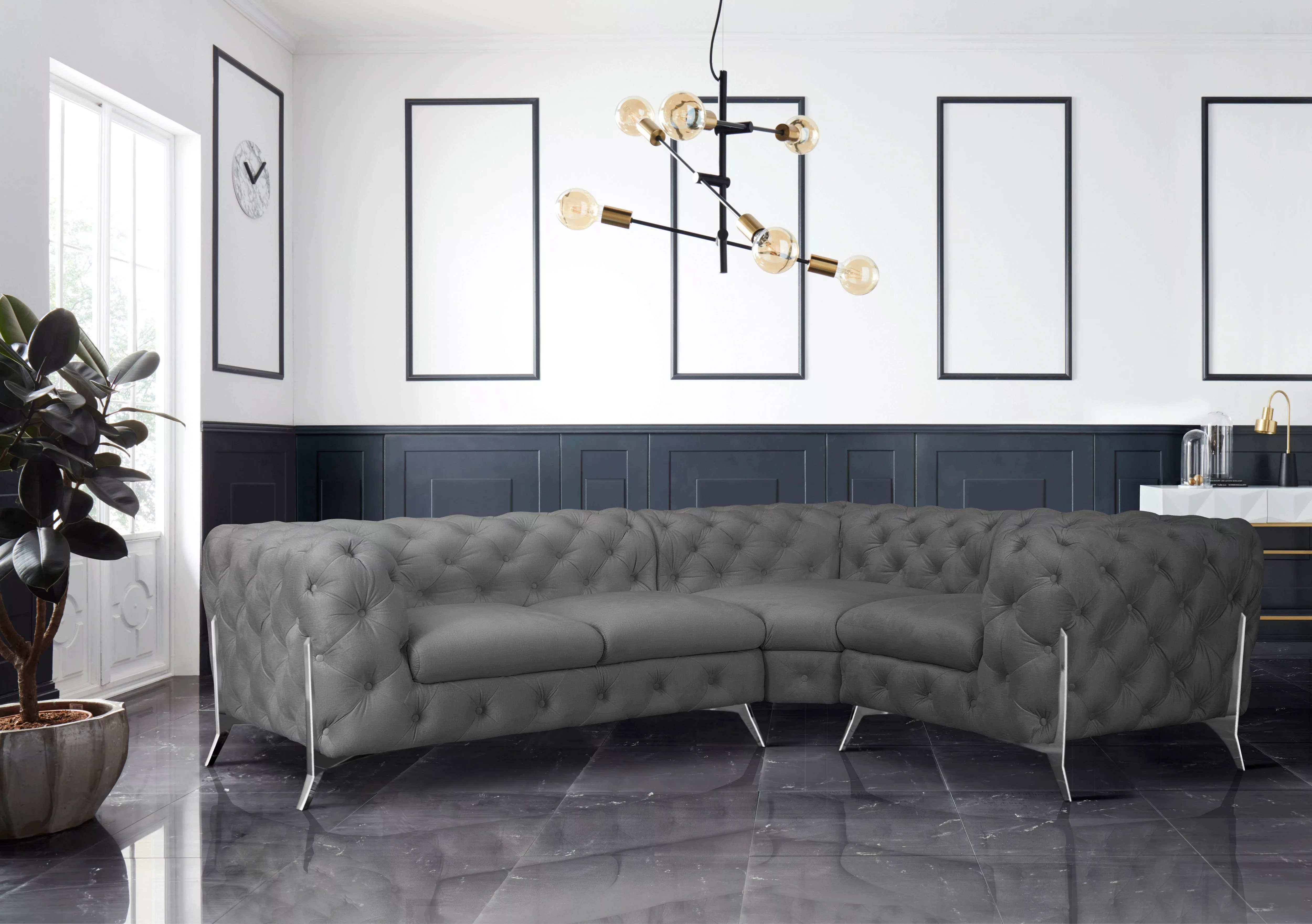 Leonique Chesterfield-Sofa »Amaury L-Form«, moderne Chersterfield-Optik, Br günstig online kaufen