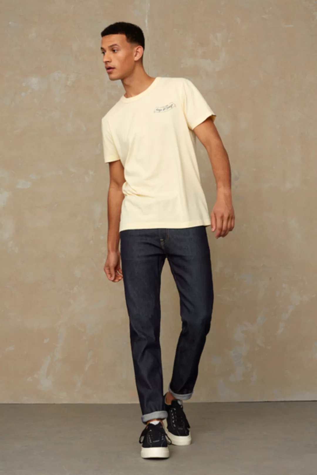 T-shirt Aus Bio Baumwolle - Darius Sunlight Japan Laurel - Gelb günstig online kaufen