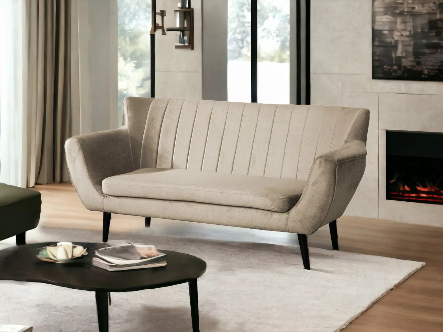 Compleo 2-Sitzer Sofa mit hohen Beinen, Velours-Sofa TULIO, Breite: 160, Ko günstig online kaufen