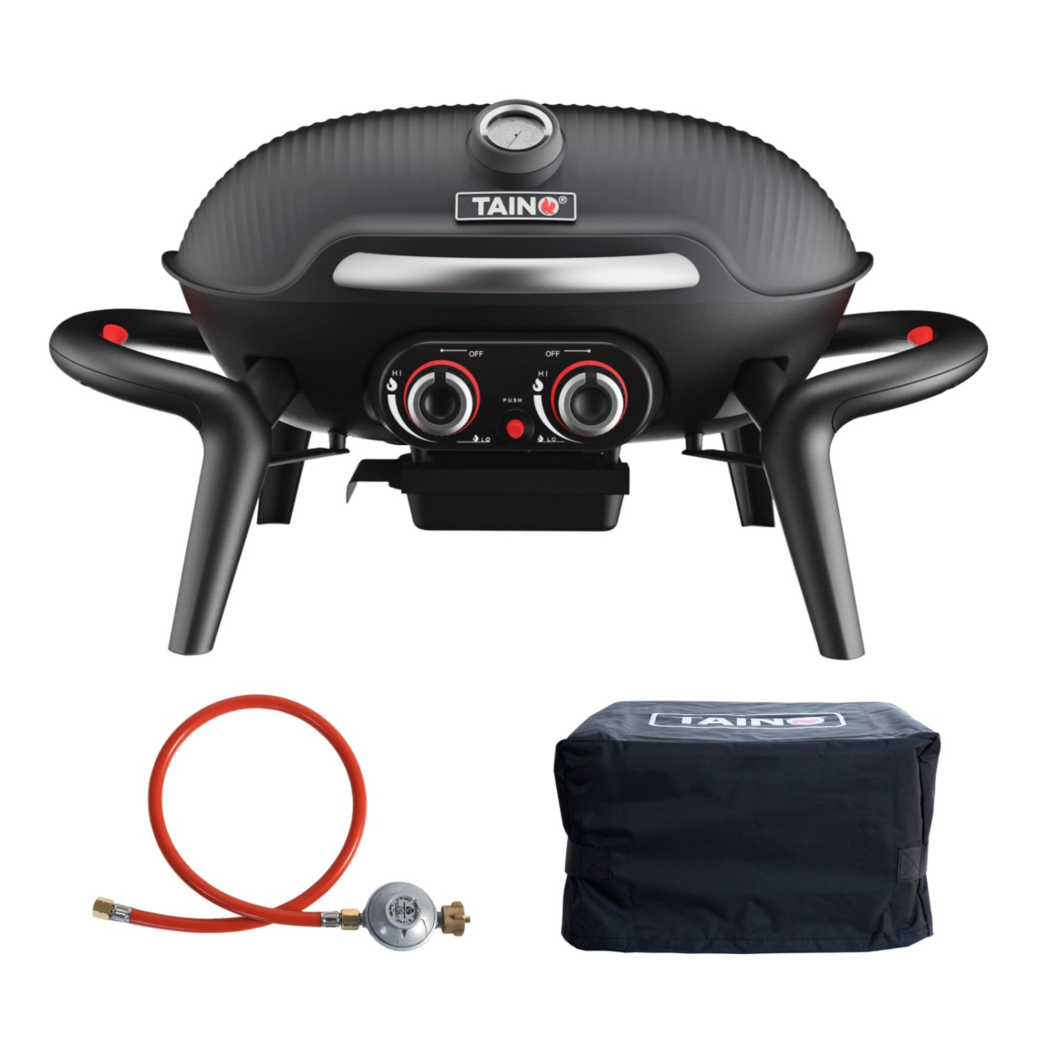 Taino Kenai Set Gasgrill Abdeckhaube Gasdruckminderer Klein Tischgrill Outd günstig online kaufen