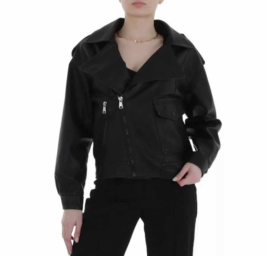 Ital-Design Steppjacke Damen Biker Bikerjacke in Schwarz günstig online kaufen