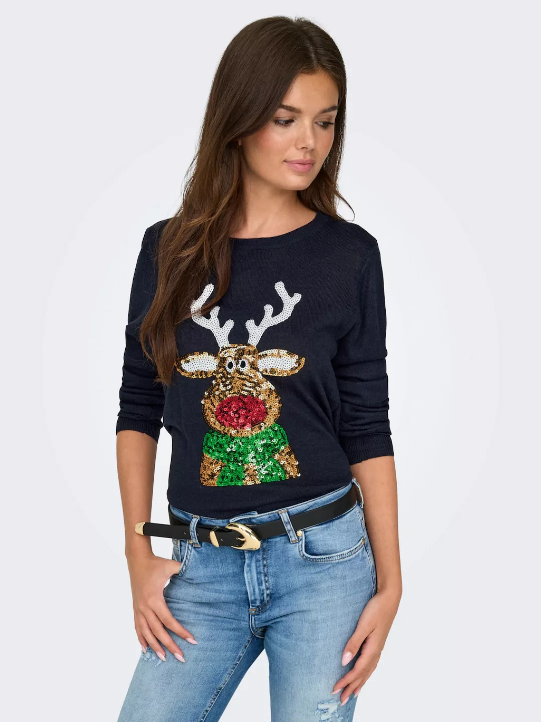 ONLY Weihnachtspullover "ONLXMAS LS O-NECK MIX DETAIL BOX KNT" günstig online kaufen