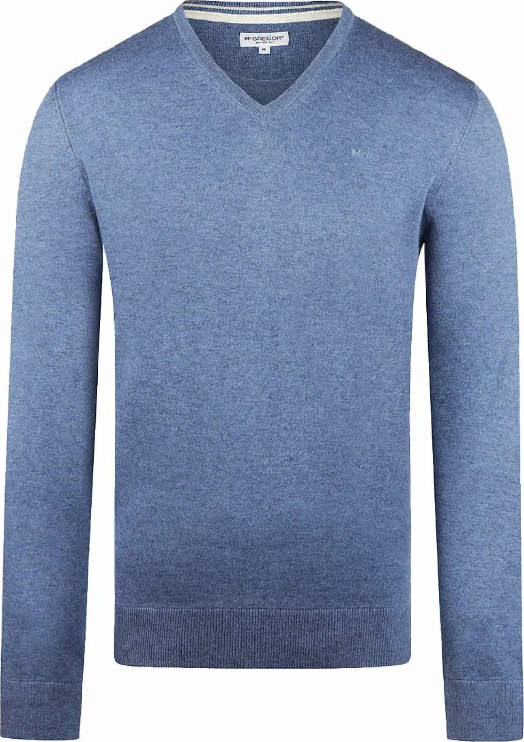 McGregor Pullover Merinowolle V-Ausschnitt Faded Blau - Größe S günstig online kaufen