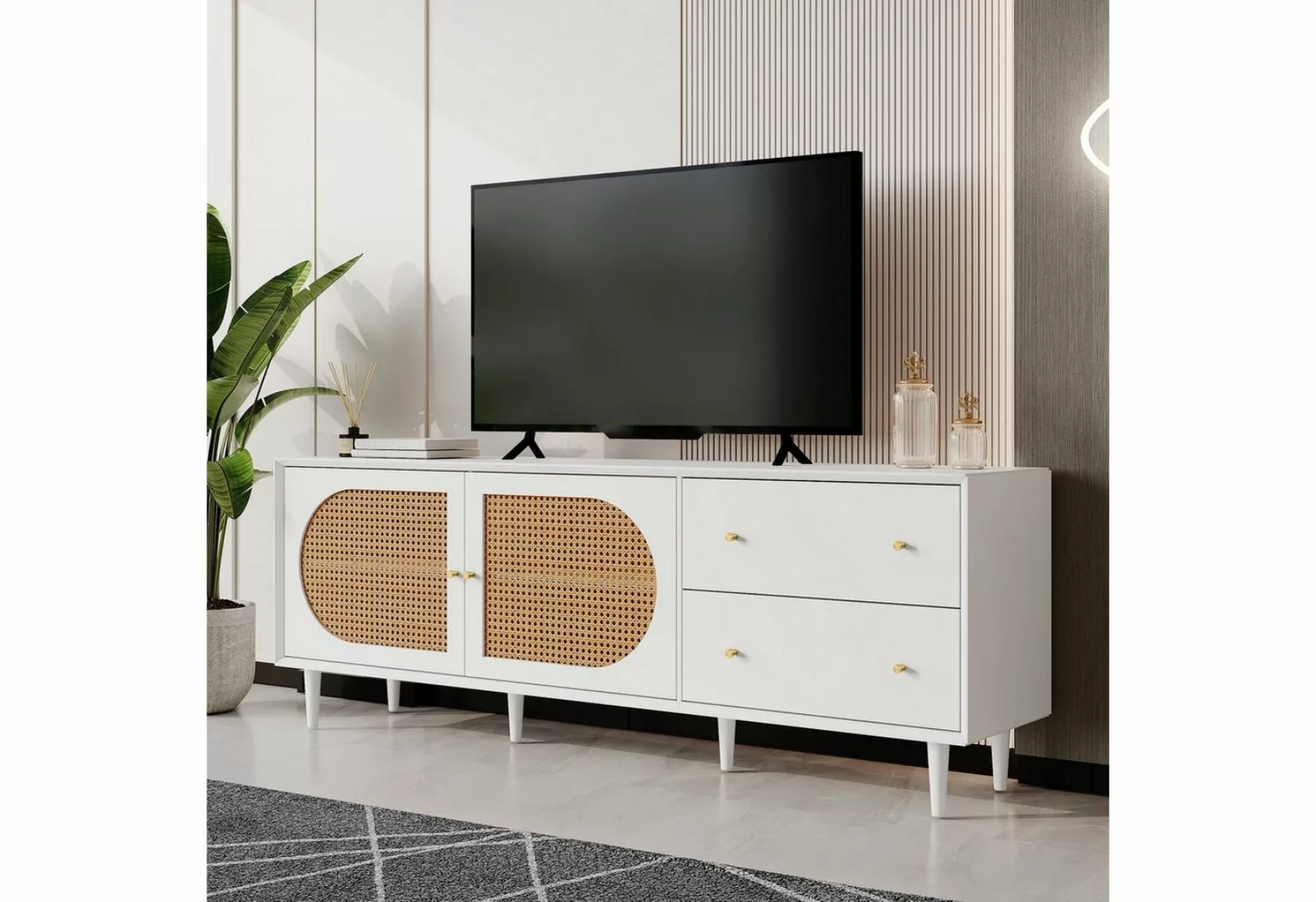 HAUSS SPLOE TV-Schrank LED-TV-Schrank TV-Tisch Beistellschrank Sideboard günstig online kaufen