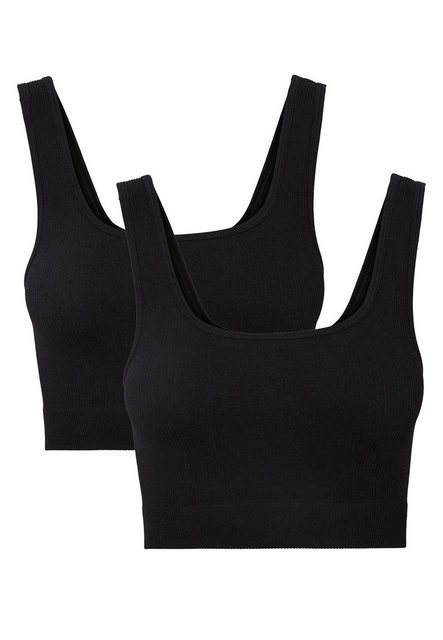 Vero Moda Shirttop Crop Top 2-er Stück Pack Ripp Bralette Bustier Set VMEVE günstig online kaufen