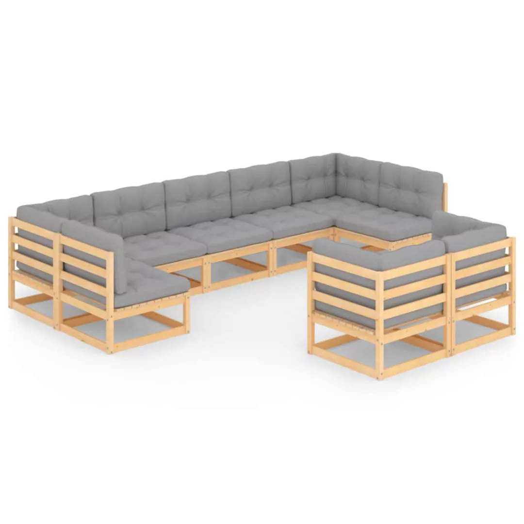 9-tlg. Garten-lounge-set Mit Kissen Kiefer Massivholz günstig online kaufen