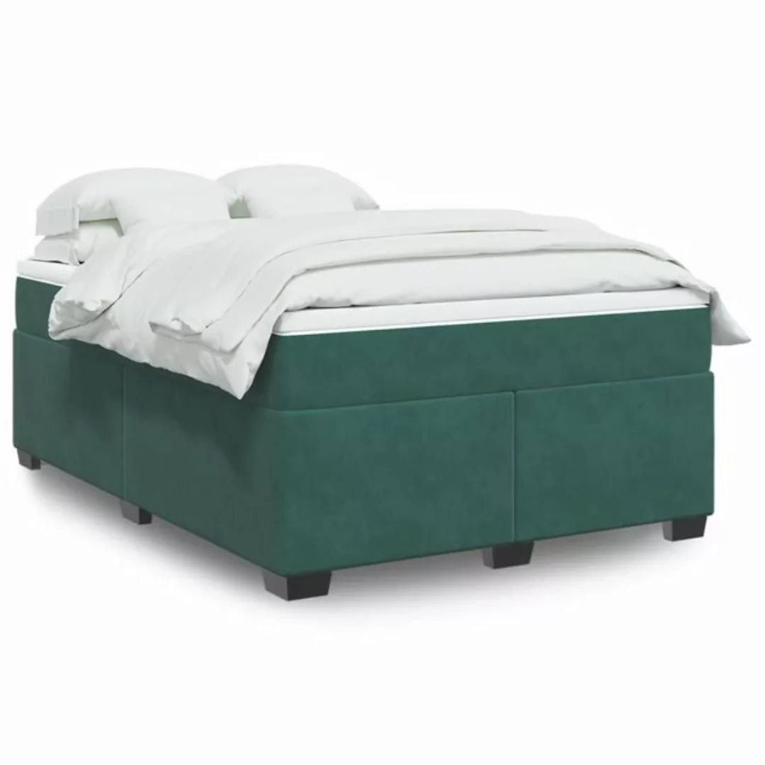 furnicato Bettgestell Boxspringbett mit Matratze Dunkelgrün 140x190 cm Samt günstig online kaufen