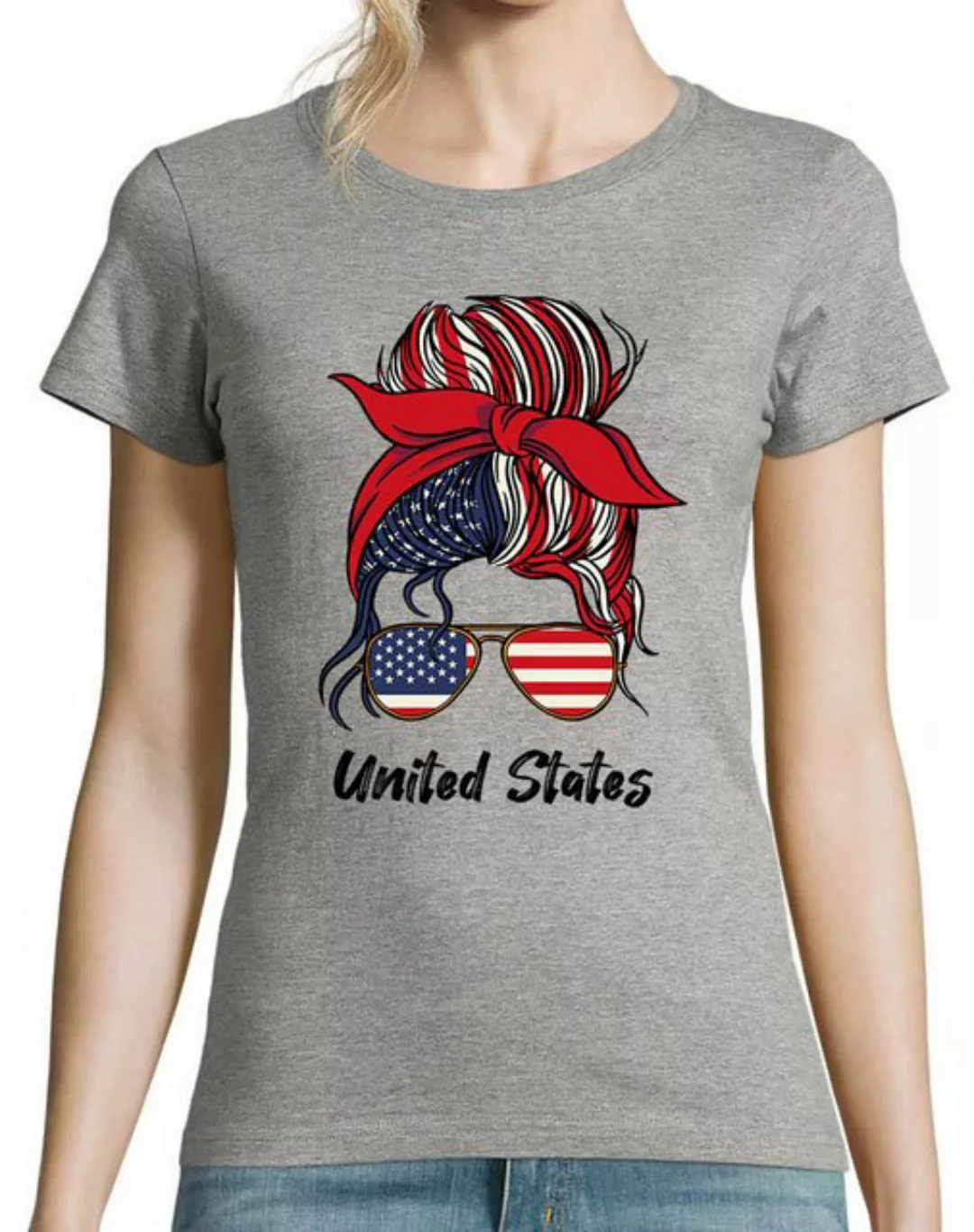 Youth Designz Print-Shirt USA Flagge Damen T-Shirt mit lustigen Logo für Da günstig online kaufen