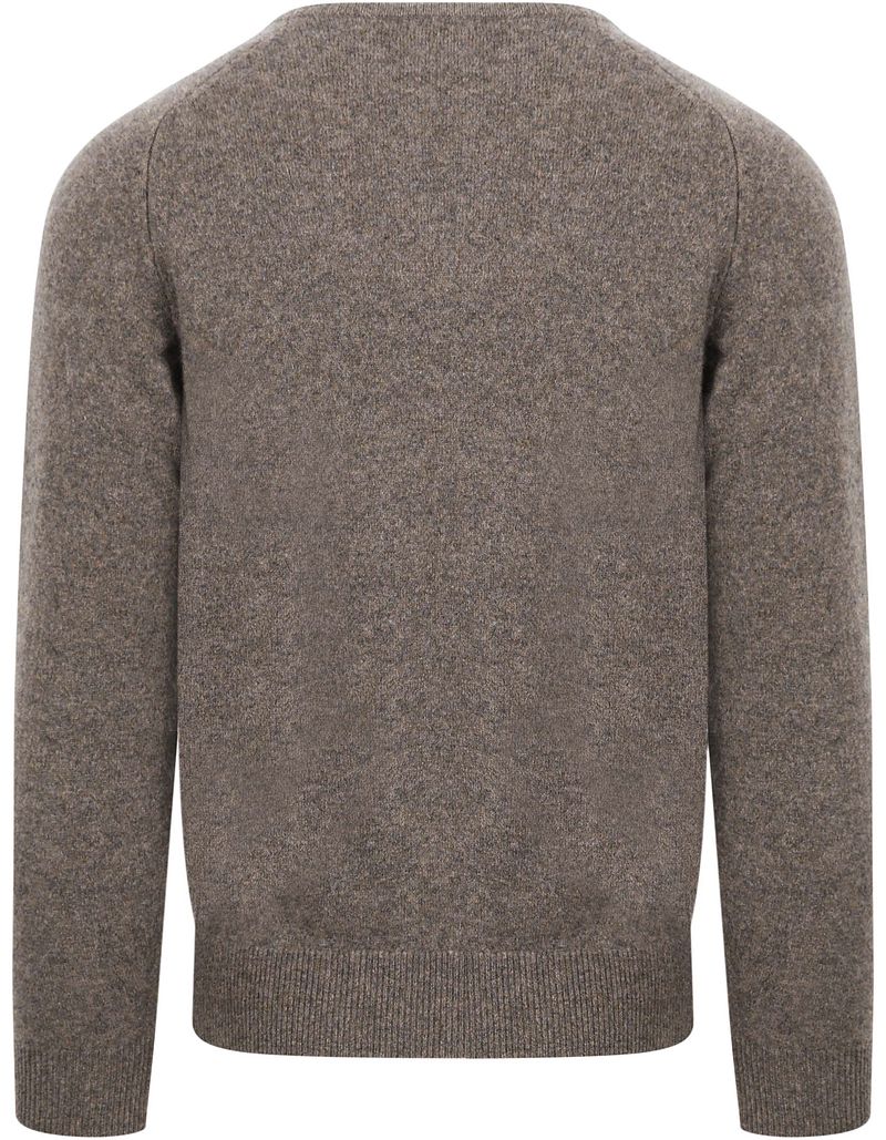 William Lockie V-Auschnitt Pullover Lammwolle Braun-Grau - Größe M günstig online kaufen
