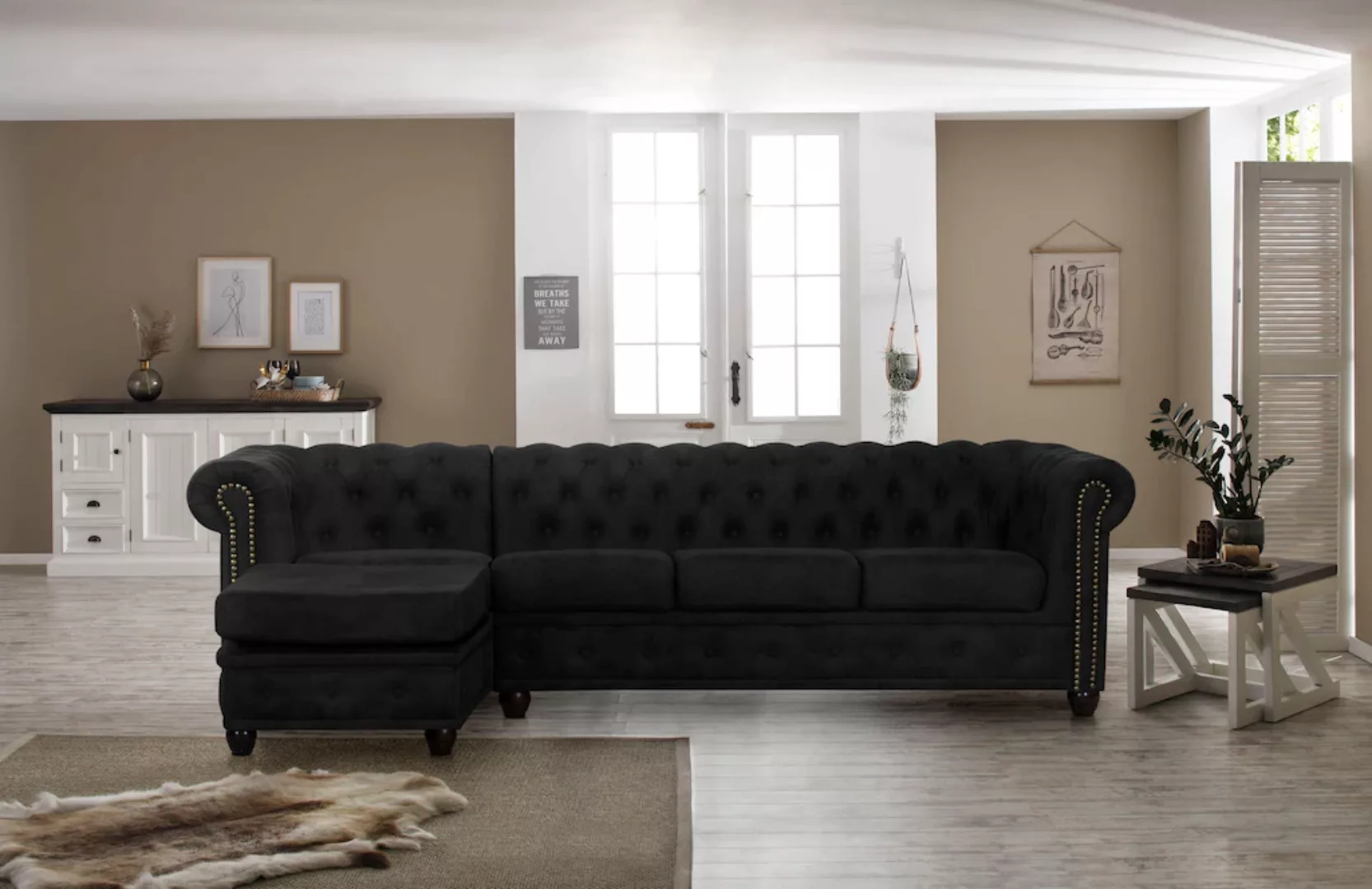 Home affaire Chesterfield-Sofa "Rysum L-Form", Chesterfield-Optik mit Ottom günstig online kaufen