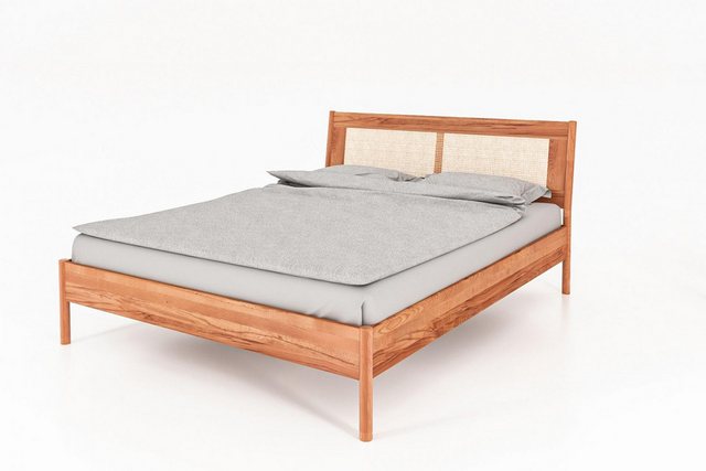 Natur24 Bett Bett Zola 2 Kernbuche massiv 180x200 mit Rattankopfteil und Ho günstig online kaufen