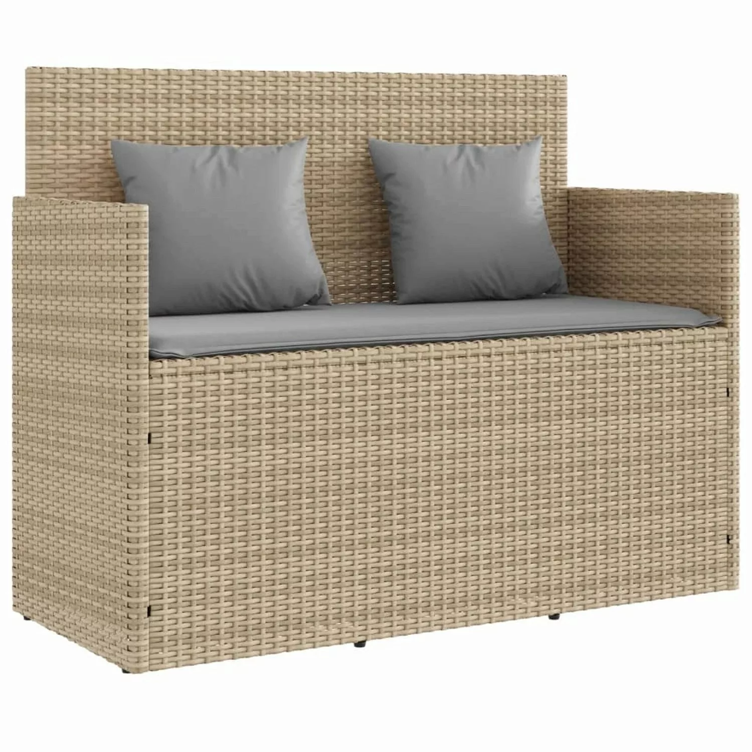 furnicato Gartenbank mit Kissen Beige Poly Rattan günstig online kaufen