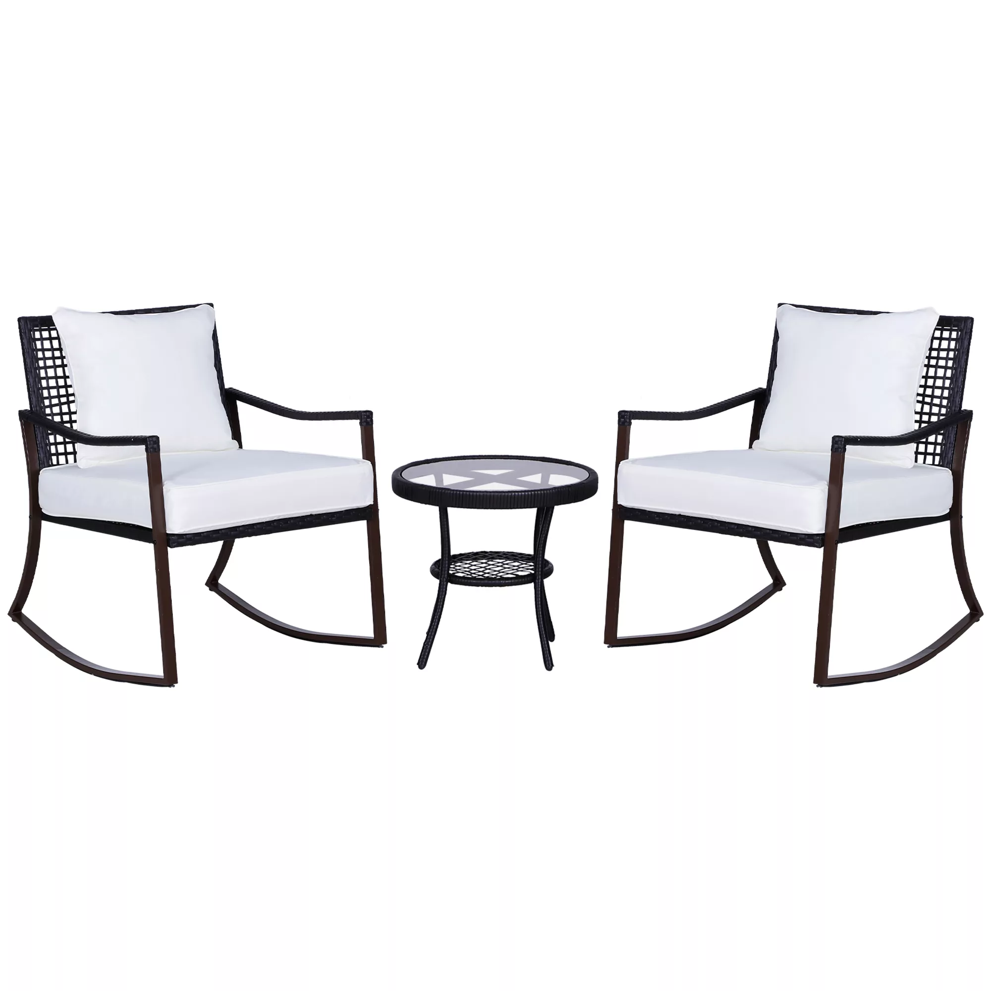 Outsunny Rattan Schaukelstuhl als 7-tlg. Set creme/braun günstig online kaufen