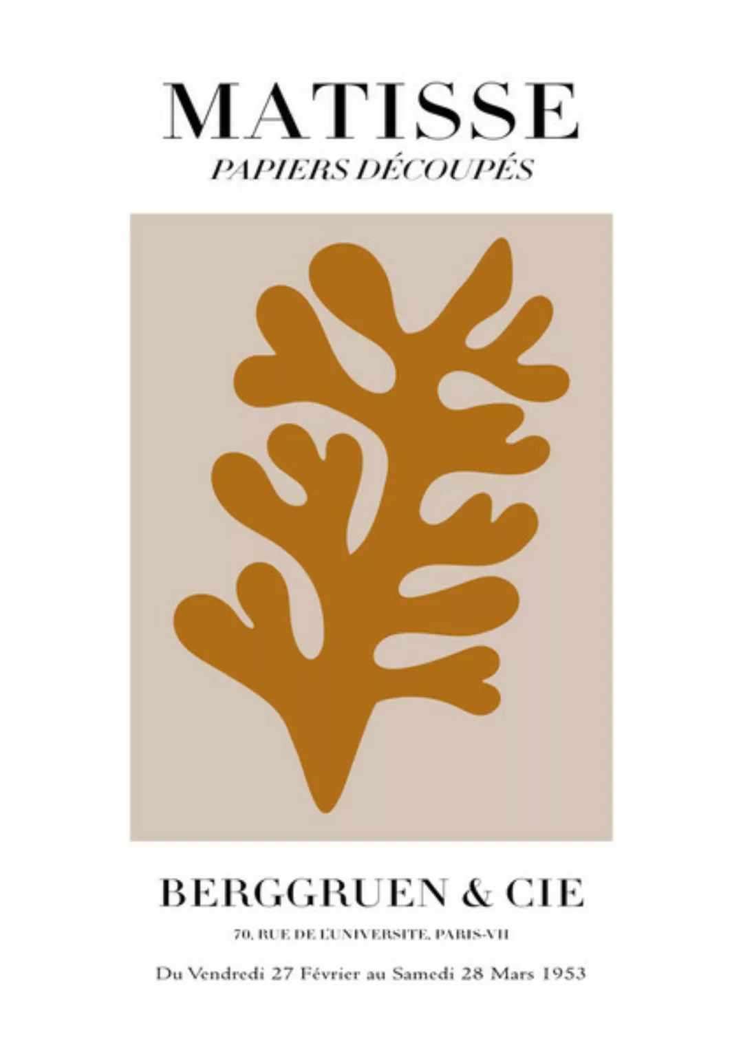 Poster / Leinwandbild - Matisse - Papiers Découpés, Braunes Botanisches Des günstig online kaufen