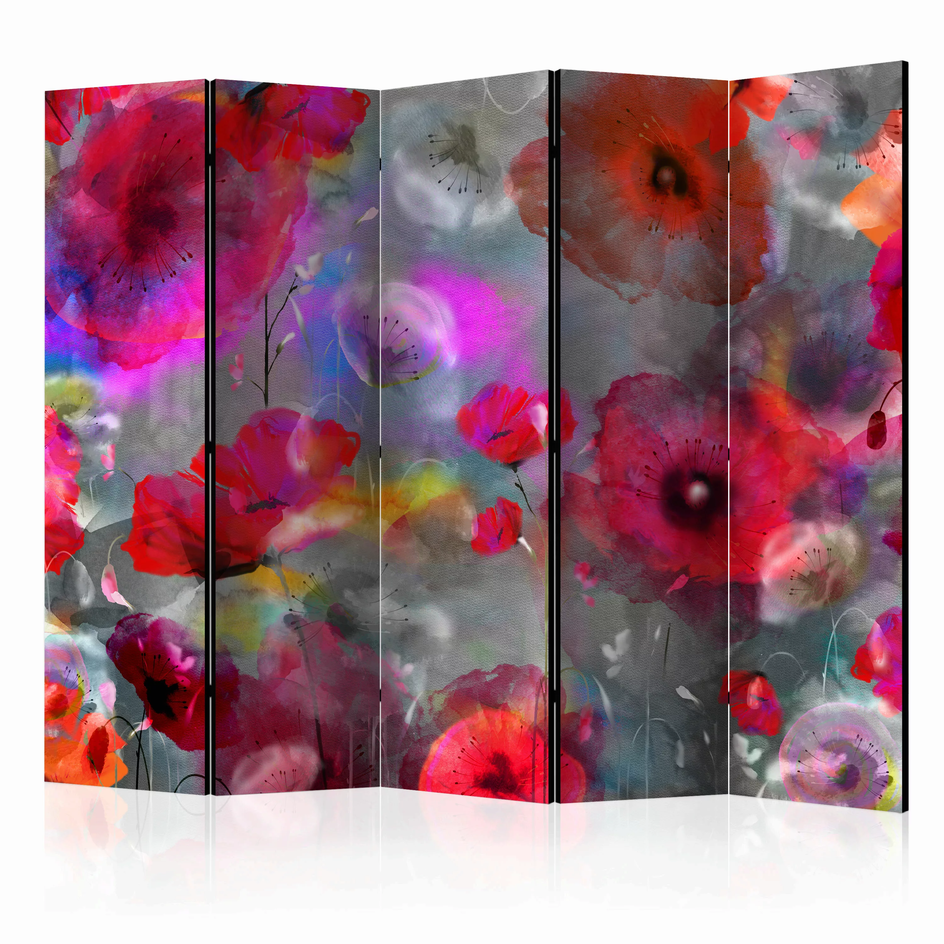 5-teiliges Paravent - Painted Poppies Ii [room Dividers] günstig online kaufen