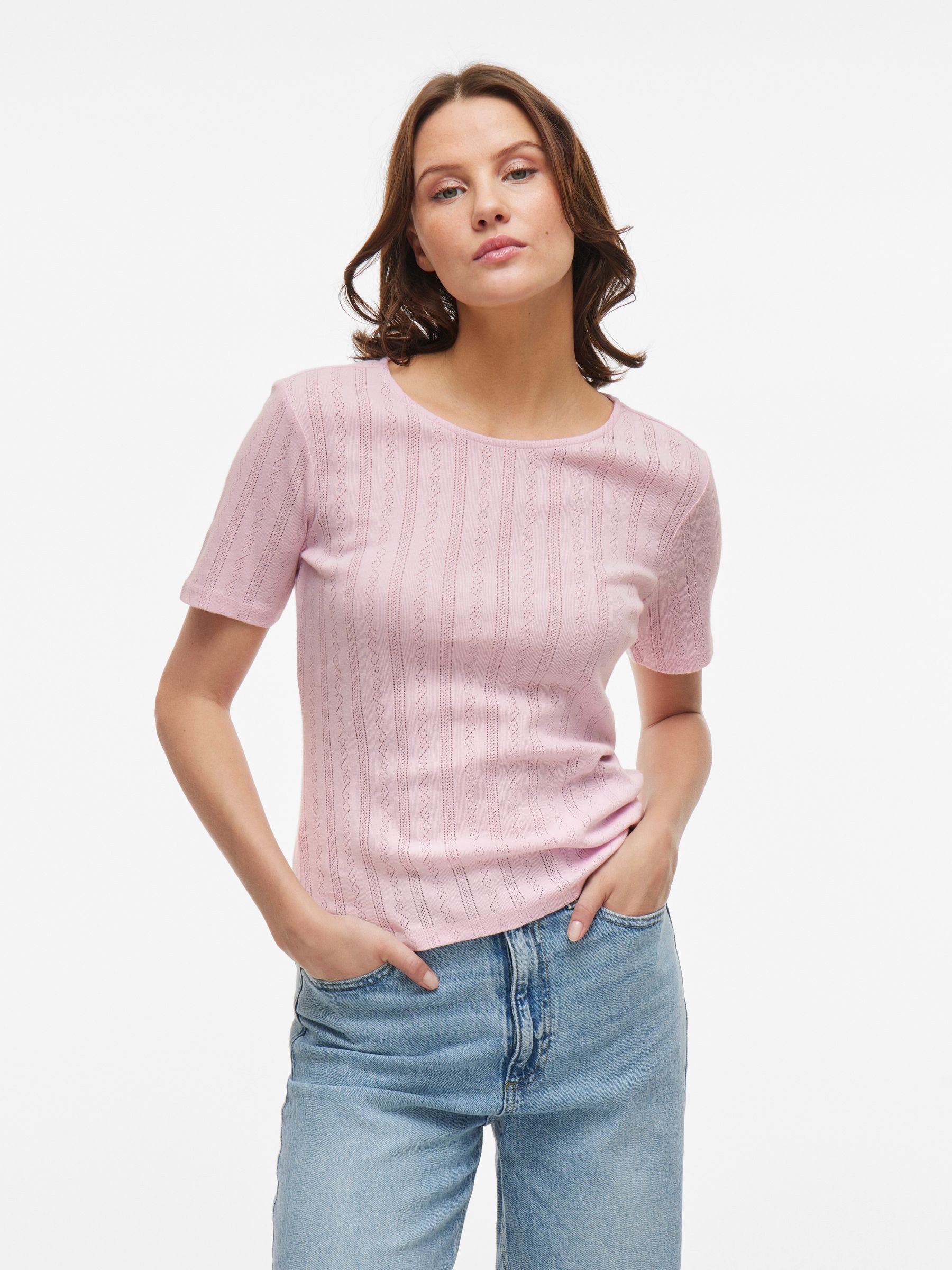Vila T-Shirt Kurzarm-Strickshirt mit Rundhalsausschnitt und günstig online kaufen