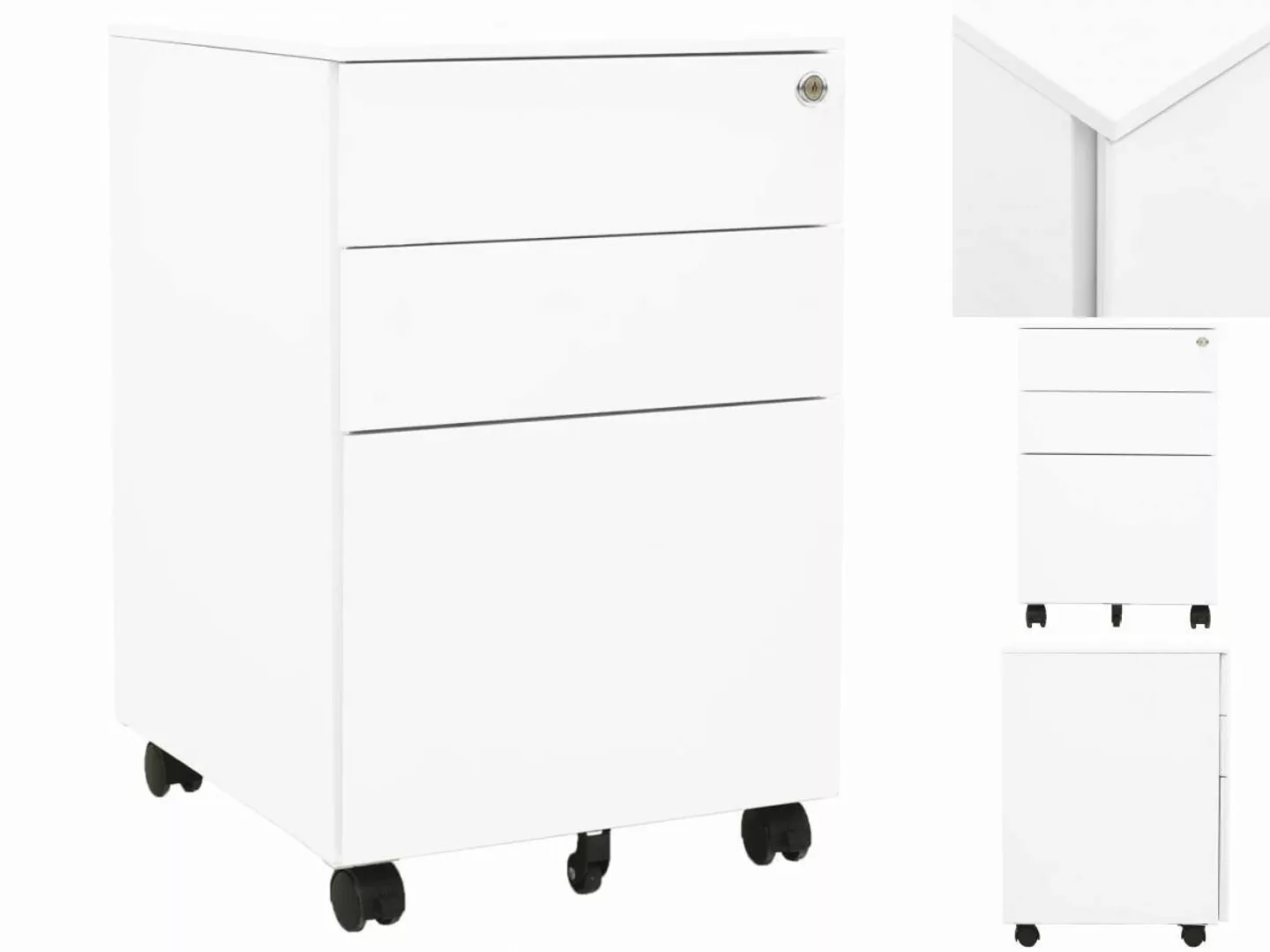 vidaXL Aktenschrank Aktenschrank mit Rollen Weiß 39x45x60 cm Stahl günstig online kaufen