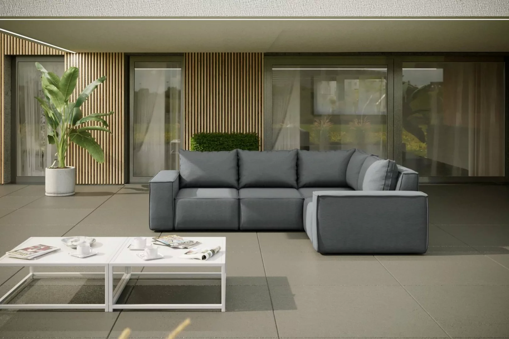 Friderik-EU Ecksofa GARTEN Couch Wasserdichtes Sofa Outdoor Gartenmöbel Ter günstig online kaufen