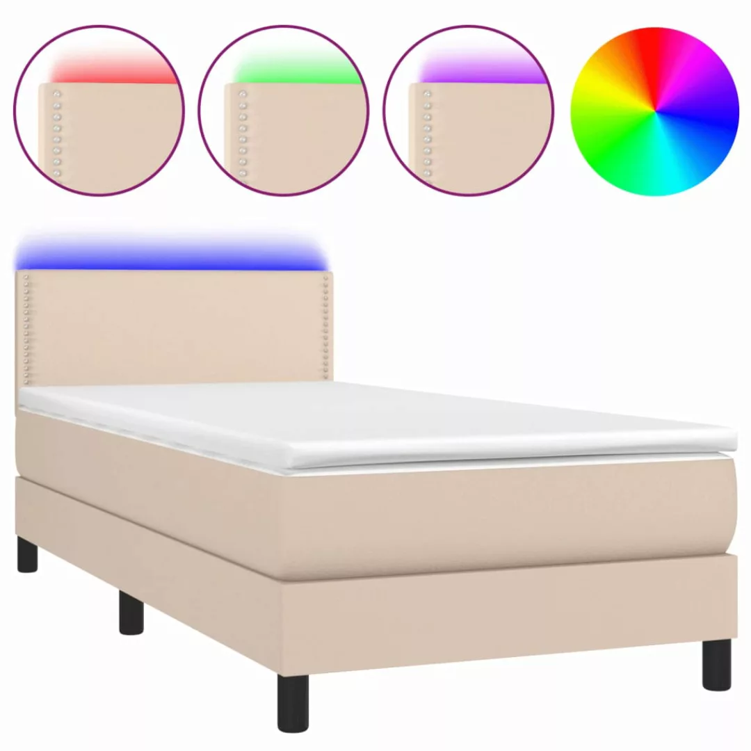 Vidaxl Boxspringbett Mit Matratze & Led Cappuccino-braun 90x200cm günstig online kaufen