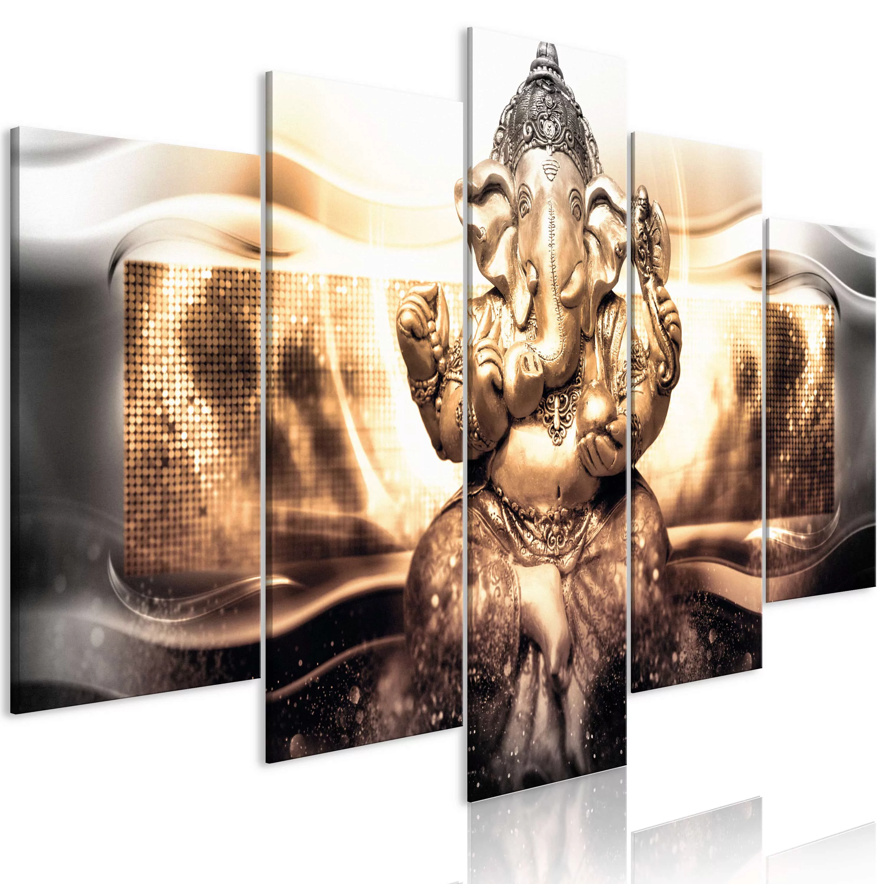 Wandbild - Buddha Style (5 Parts) Golden Wide günstig online kaufen
