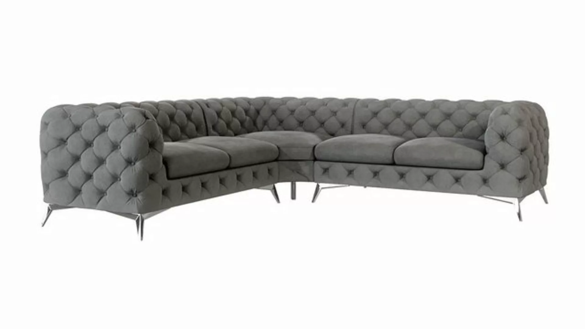 S-Style Möbel Ecksofa Chesterfield Kalina mit Silber Metall Füßen, mit Well günstig online kaufen