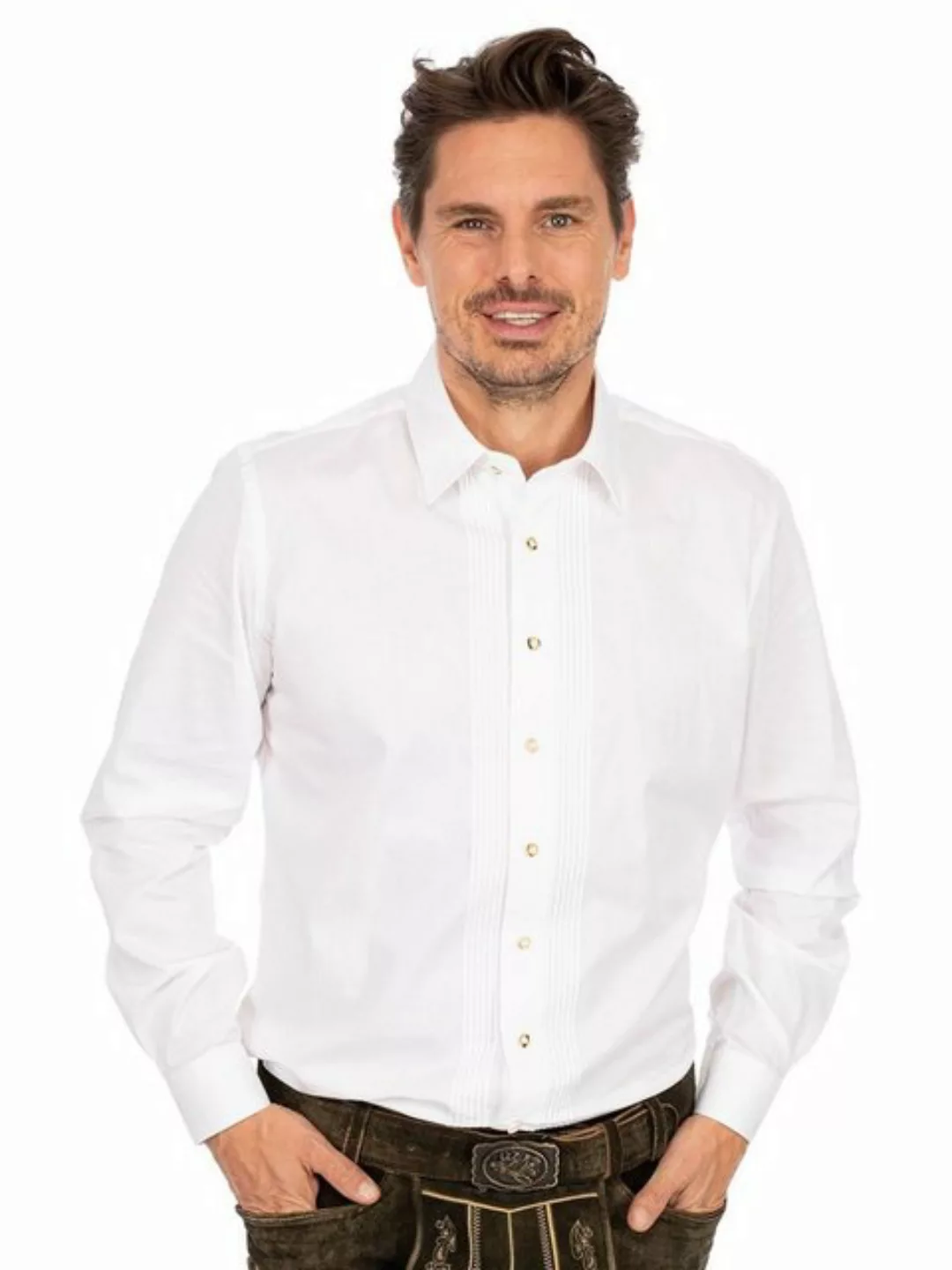 Almsach Trachtenhemd Hemd Liegenkragen LF182 weiß (Slim Fit) günstig online kaufen