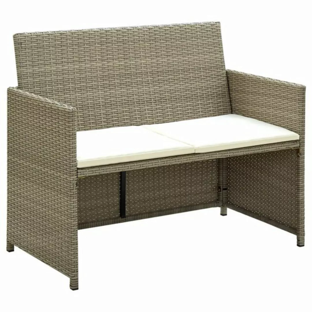 vidaXL Loungesofa 2-Sitzer-Gartensofa mit Polstern Beige Poly Rattan, 2 Tei günstig online kaufen