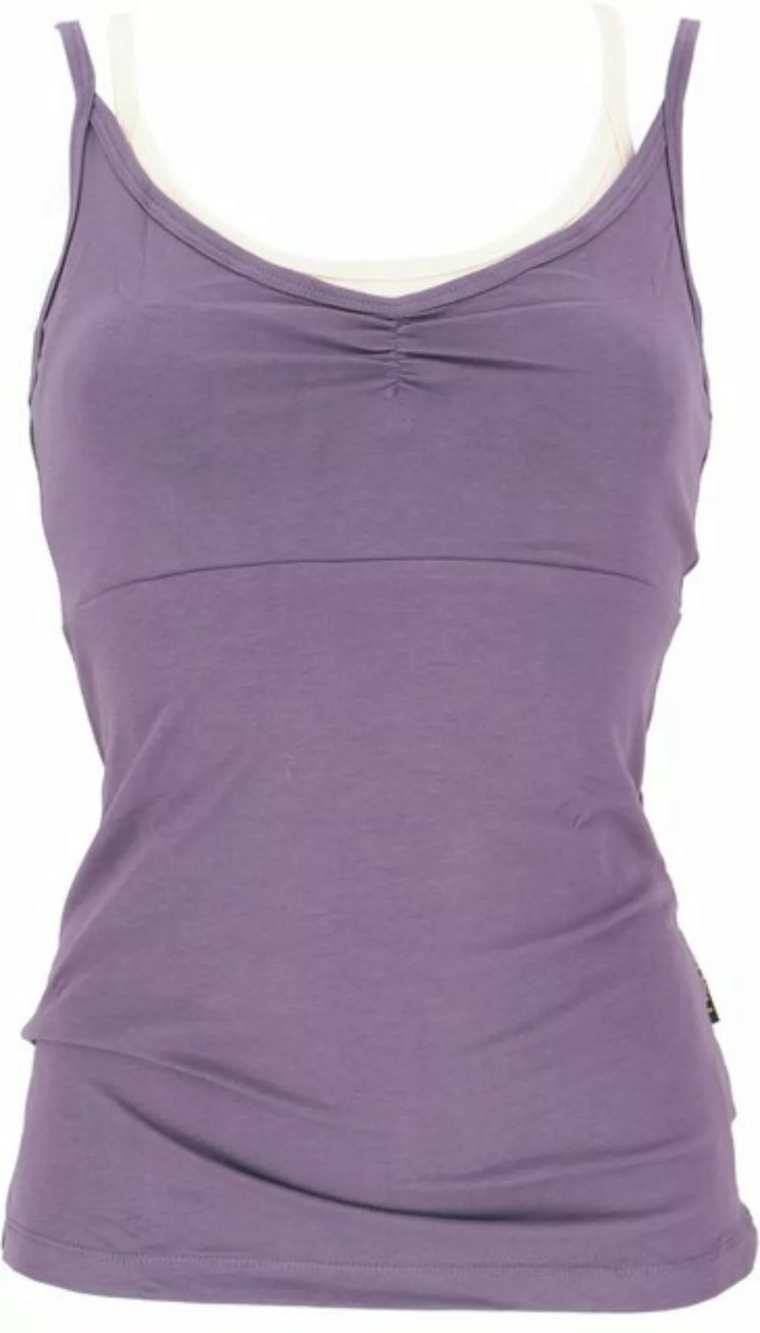 Guru-Shop T-Shirt Yoga-Top mit Bra aus Bio-Baumwolle OM - mauve Festival, E günstig online kaufen